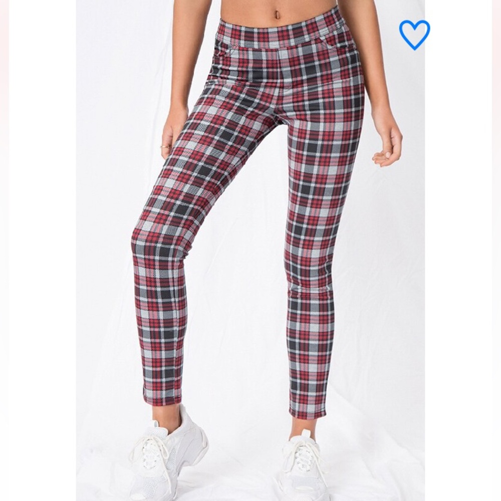 CHASER Skinny pants in red plaid size medium NWT